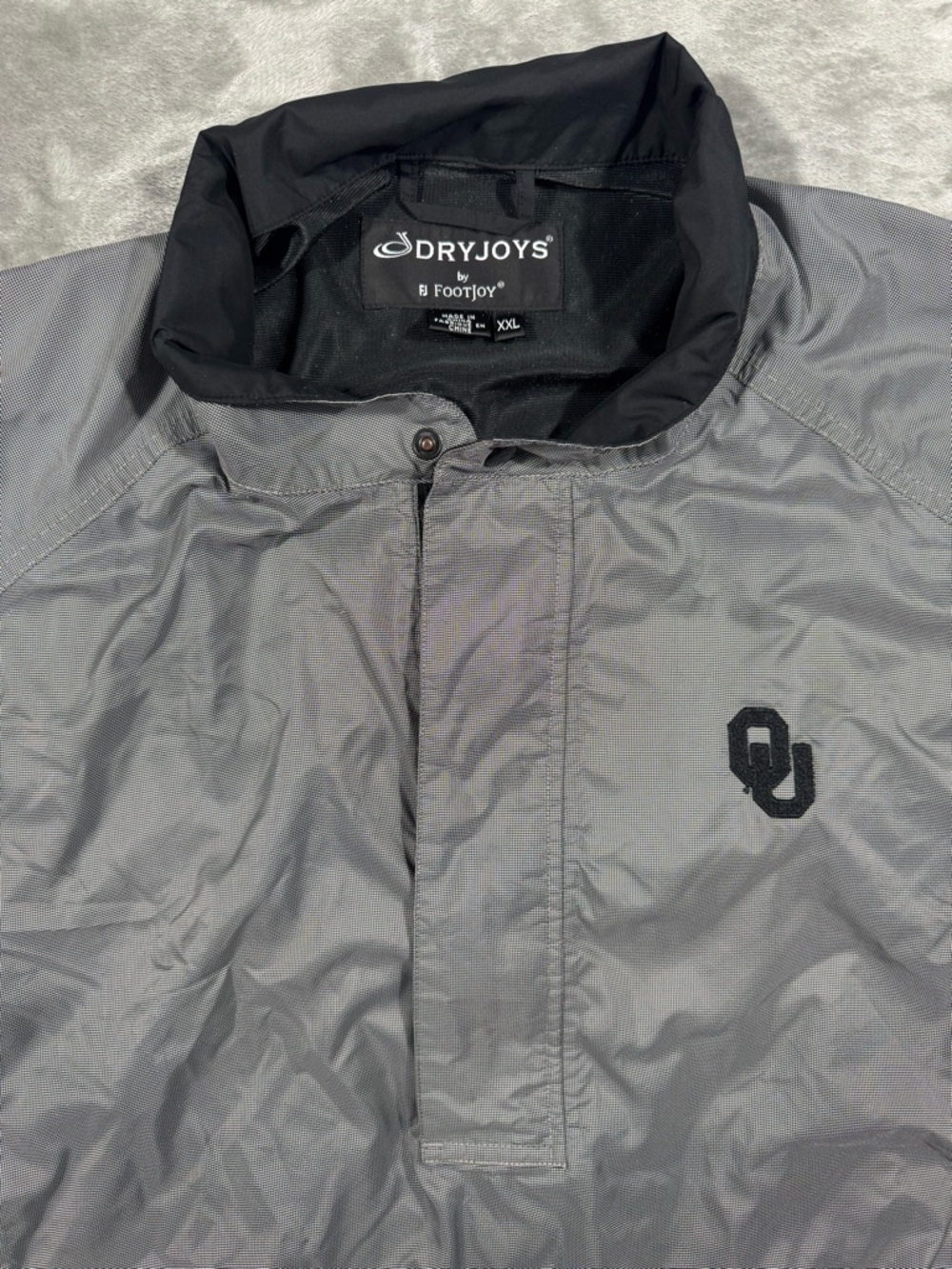DryJoys by Footjoy Men's OU Sooners Pullover Windbreaker Golf Jacket XXL Gray